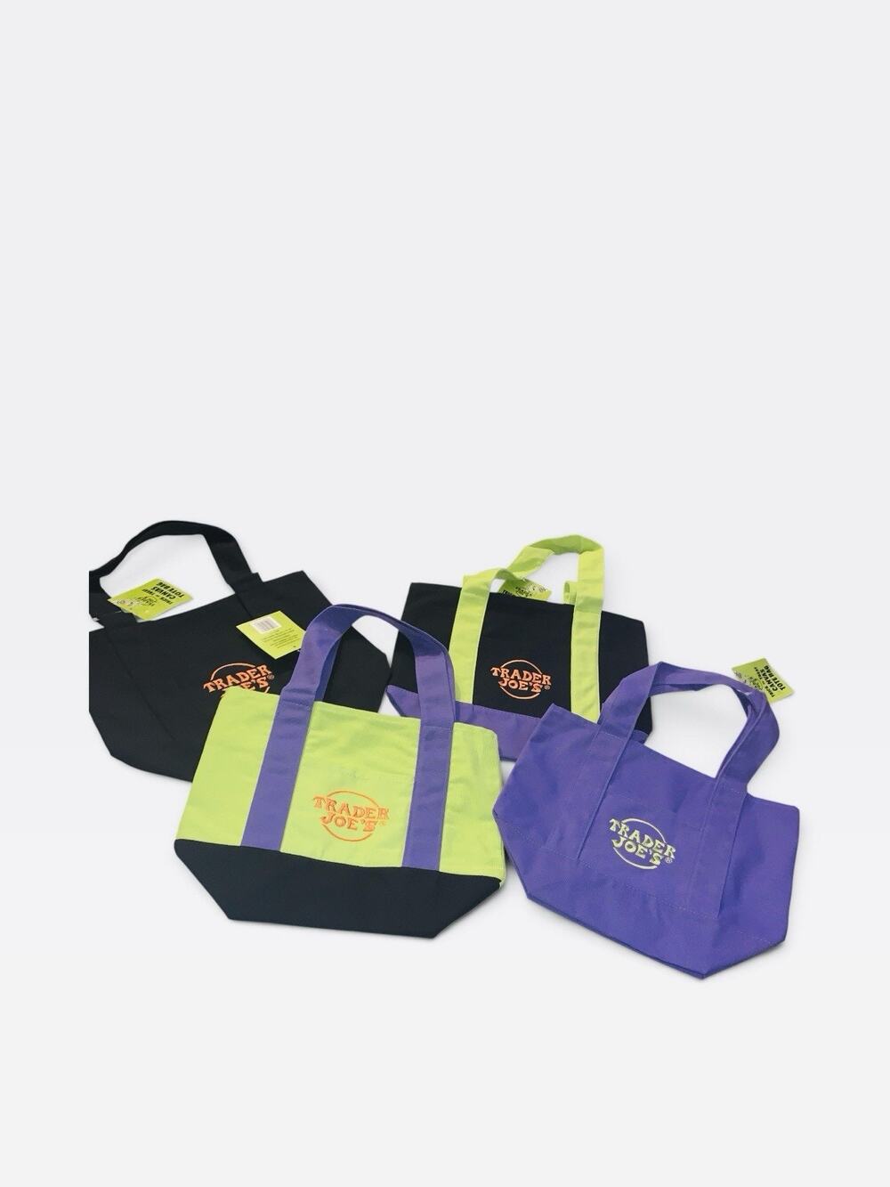 Trader Joe’s 2026 Halloween Mini Canvas Tote Bags NWT Lot of 4 Trick or Treat
